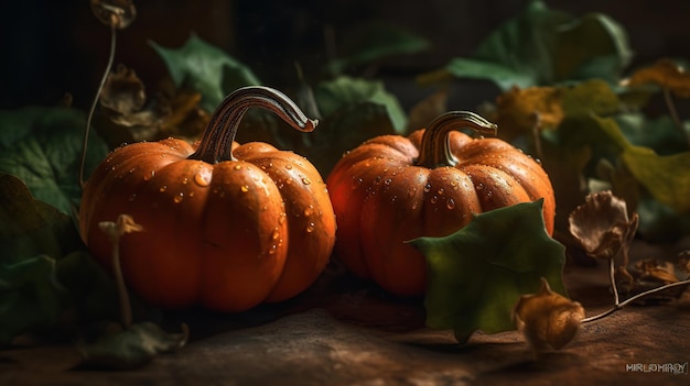 Fond d'écran de Thanksgiving avec des citrouilles Generative AI