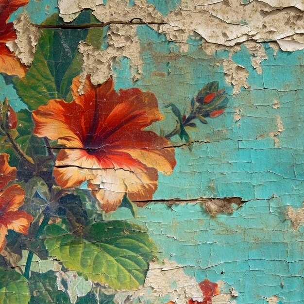 Fond d'écran Vintage Hawaii motif floral rétro généré par l'IA