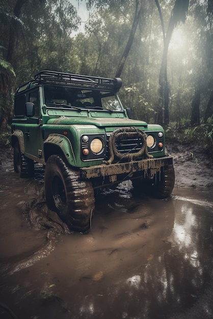 fond d'écran de voiture de sport 4x4 vert sur fond de fumée