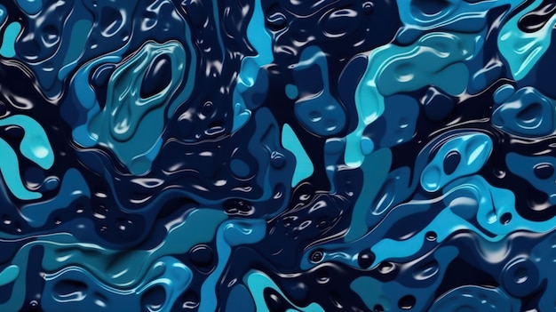fond élégant bleu et noir avec texture en plastique fondu vague incurvée