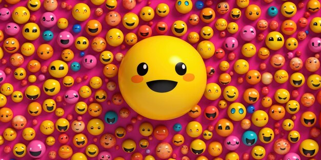 Fond d'Emoji joyeux Journée mondiale des Emoji et bonne journée Ai générative