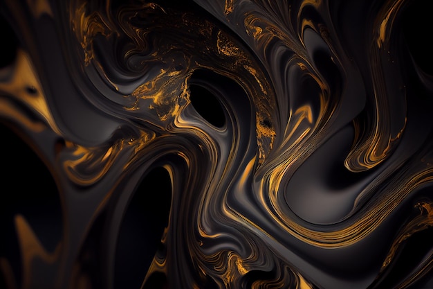 Fond d'encre d'alcool de texture noire et or abstrait liquide de marbre