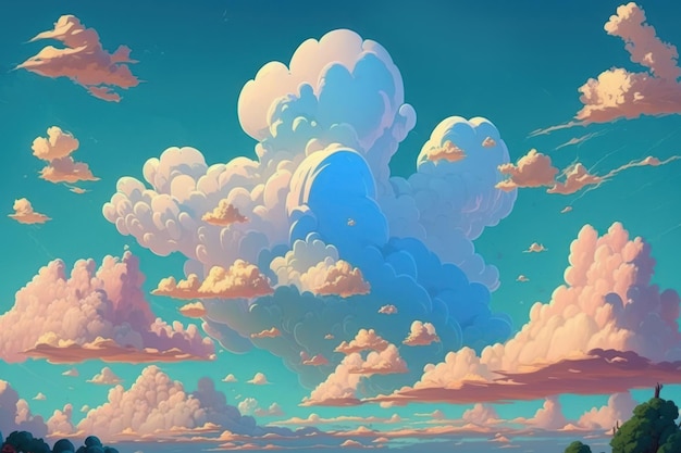 Fond d'espace de copie de ciel et de nuage 3d mignon