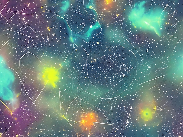 Fond d'espace avec poussière d'étoiles et étoiles brillantes cosmos coloré réaliste avec nébuleuse et Voie Lactée