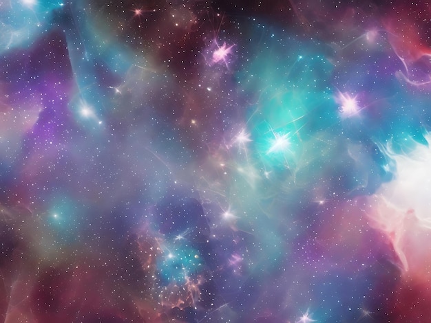 Fond d'espace avec poussière d'étoiles et étoiles brillantes cosmos coloré réaliste avec nébuleuse et Voie Lactée