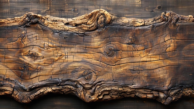 Le fond est composé d'une planche de bois brun foncé avec des fissures naturelles et une texture de bois ancien