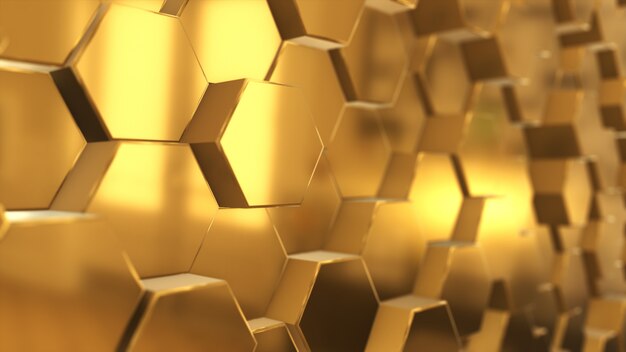Fond fait d'hexagones dorés brillants