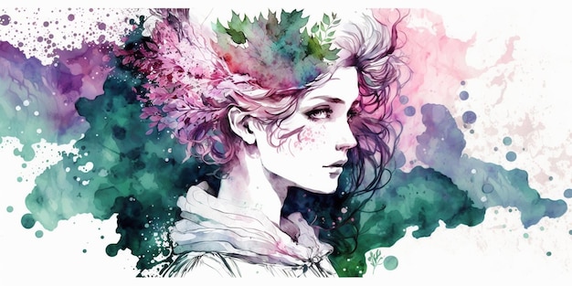 fond féminin aquarelle