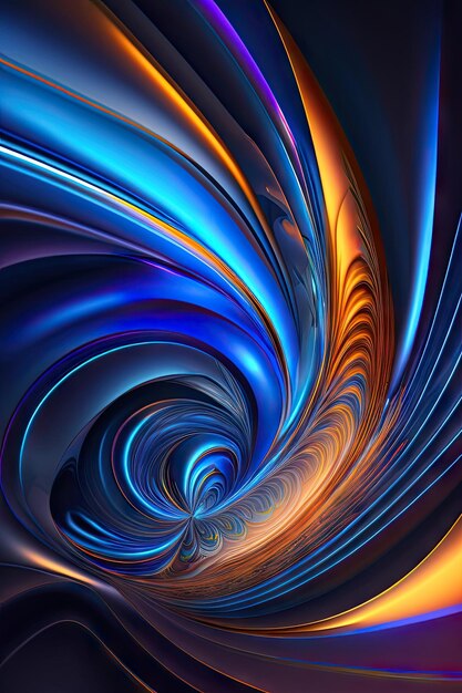 Fond festif abstrait avec une forme bleue brillante Formes fractales rougeoyantes fantastiques