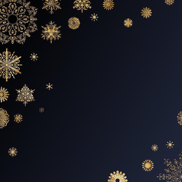 Fond festif de Noël avec des flocons de neige scintillants d'or