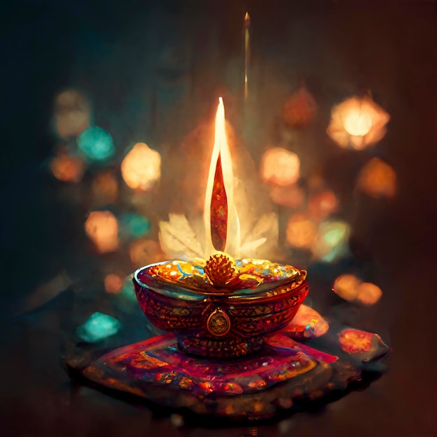 Photo fond de festival indien joyeux diwali avec des bougies