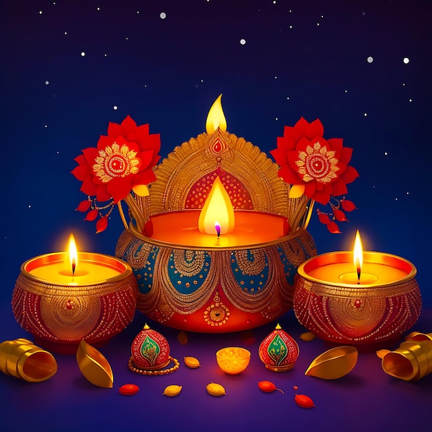 Fond de festival joyeux diwali Ai généré