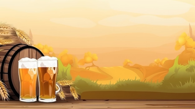 Fond de fête de la bière Illustration AI GenerativexA