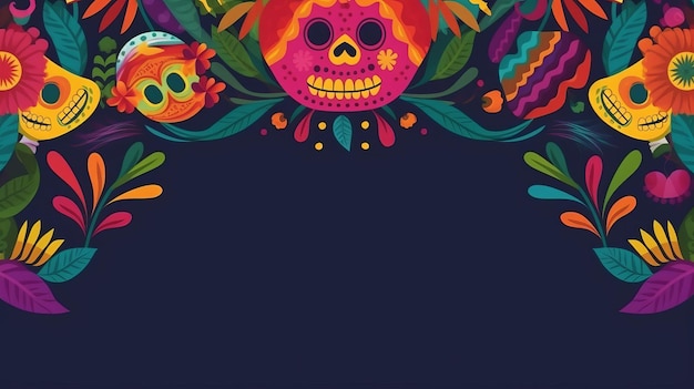 Fond de fête mexicaine Illustration AI GenerativexA