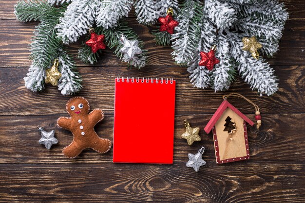 Fond fête de Noël avec cahier