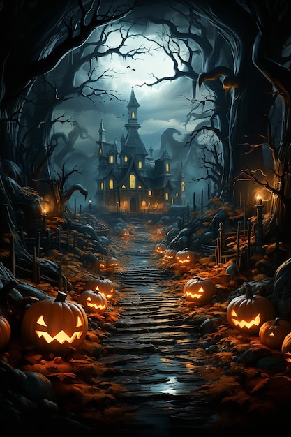 Fond de fête de nuit d'Halloween ai génératif