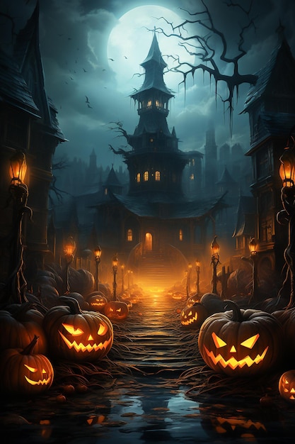 Fond de fête de nuit d'Halloween ai génératif