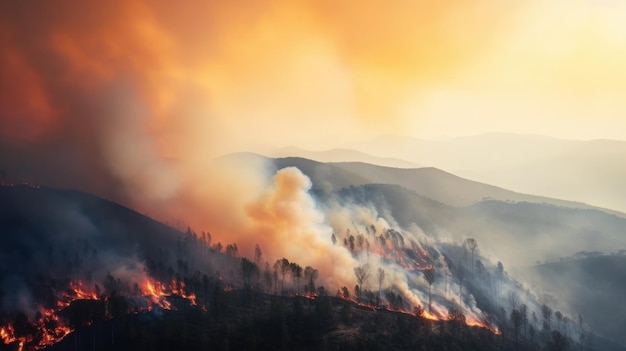 Fond de feu de forêt