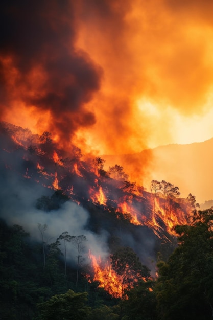 Fond de feu de forêt