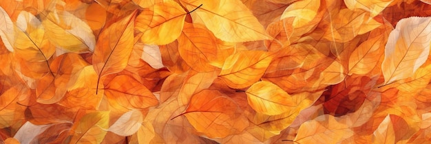 Fond de feuilles d'automne colorées Format panoramique avec espace de copie pour texte génératif AI