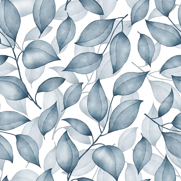 Fond de feuilles et de branches de motif floral aquarelle transparente