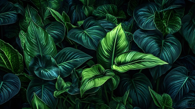 Fond de feuilles de feuilles vertes dans le style d'images et de papier peint UHD d'abondance botanique