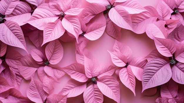 Fond de feuilles et de fleurs à plat sur rose