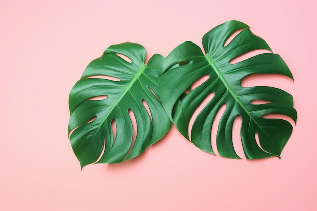 Fond de feuilles de monstera naturel Illustration AI Génératif