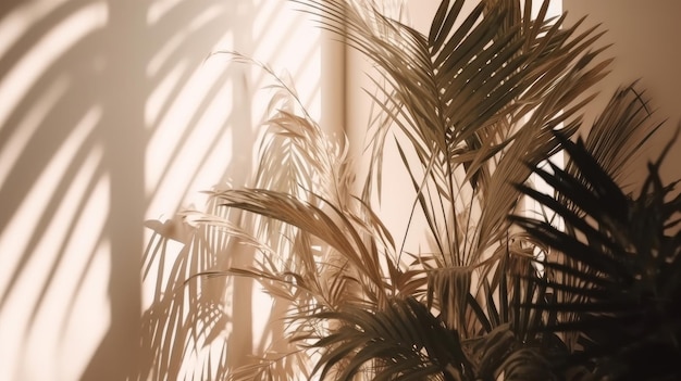 Fond de feuilles de palmier avec ombre Illustration AI GenerativexA