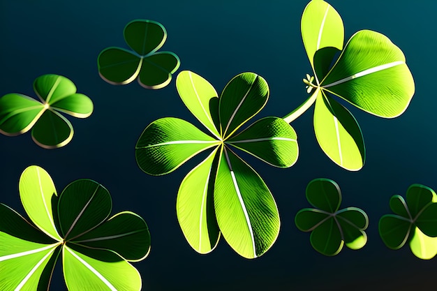 Fond avec des feuilles de trèfle vert pour le symbole de fortune Shamrock de la Saint Patrick AI générative