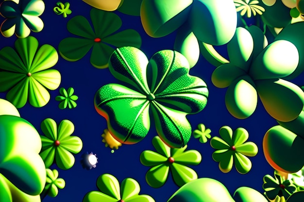 Fond avec des feuilles de trèfle vert pour le symbole de fortune Shamrock de la Saint Patrick AI générative