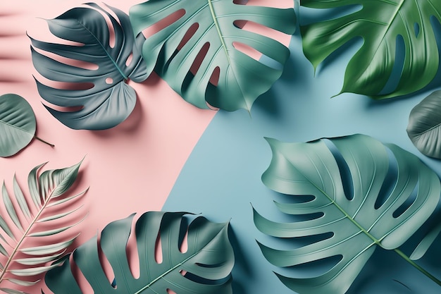 Fond de feuilles tropicales abstraites Fond d'écran de luxe avec des feuilles tropicales feuille de palmier fleur vibrante