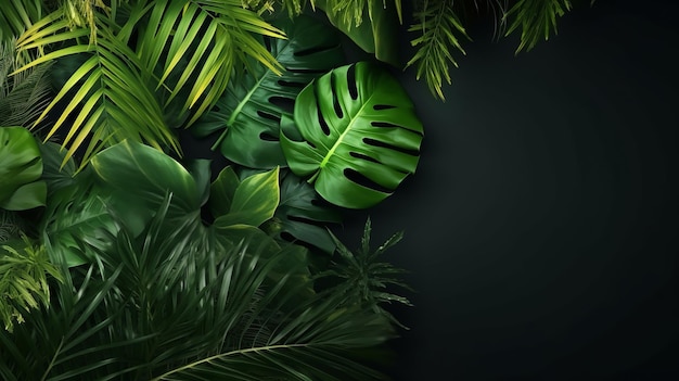 Photo fond de feuilles tropicales illustration ai generativexa