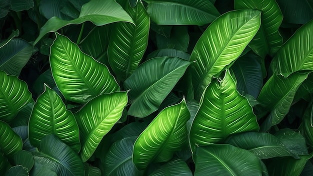 Fond de feuilles tropicales Illustration AI GenerativexA
