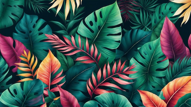 Fond de feuilles tropicales réalistes