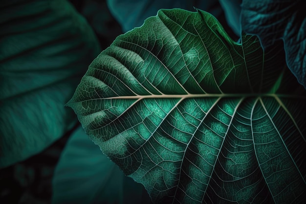 Fond de feuilles tropicales vertes Illustration AI générative