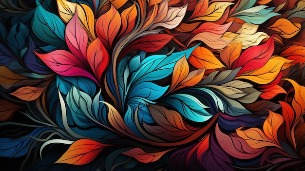 Fond de feuilles de vecteur d'art floral abstrait moderne