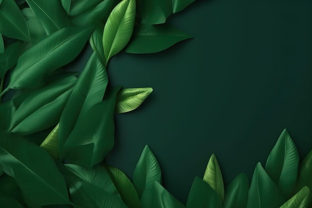 Fond de feuilles vert foncé Esthétique neutre minimale