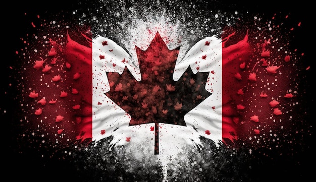 Fond de feux d'artifice du Canada avec le drapeau du Canada Generative ai