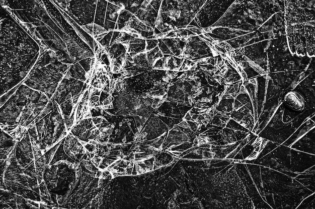 fond de fissures de verre de glace pilée, arrière-plan abstrait saisonnier, morceaux de glace pilée superposition pointue