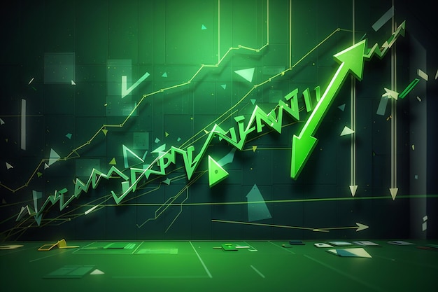 Fond de flèche verte de croissance du marché des parts d'entreprise