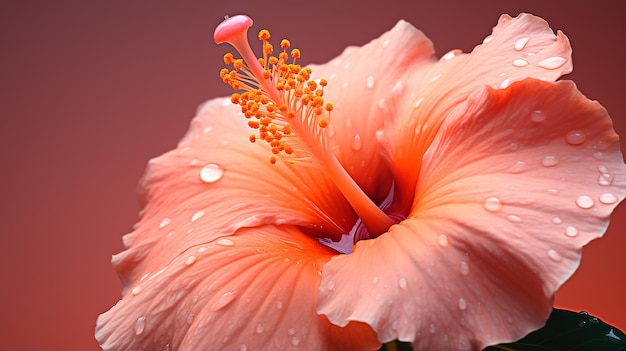 Fond De Fleur D'hibiscus Macro Pêche