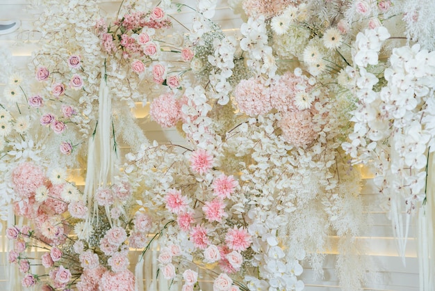 fond de fleur de mariage fond coloré rose fraîche bouquet de fleurs