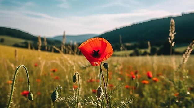 Fond de fleur de pavot Illustration AI GenerativexA