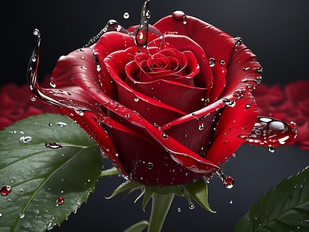 fond de fleur de rose réaliste flou rouge noir