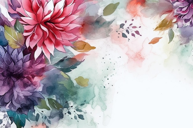 Fond de fleurs aquarelle Ai génératif