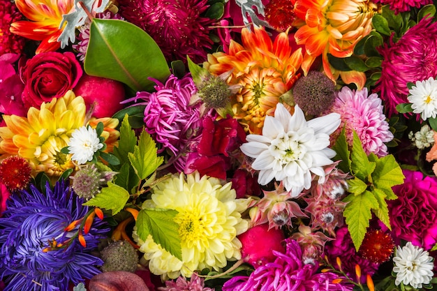 Fond de fleurs automnales en vue de dessus