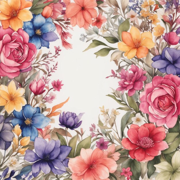 Fond de fleurs de bordure aquarelle florale