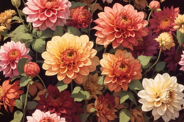 Fond de fleurs de dahlia en fleurs