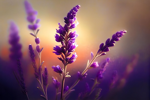 Fond de fleurs de lavande AI générative